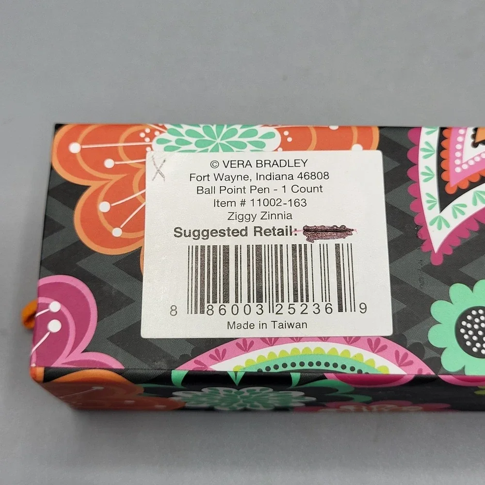 Vera Bradley Ballpoint Pen Ziggy Zinnia Floral Chevron Black Ink 11002-163 Pink